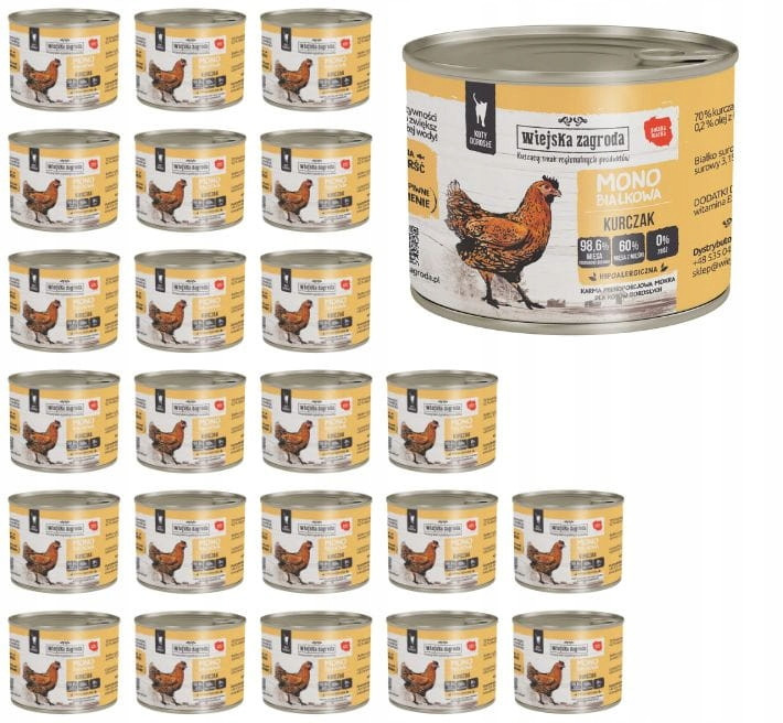 Wiejska Zagroda Krmivo pro kočky Kuře 24x200g