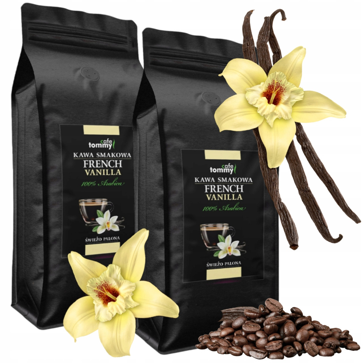 Káva ochucená French Vanilla zrnková 1kg Tommy Cafe 100% Vanilková arabica