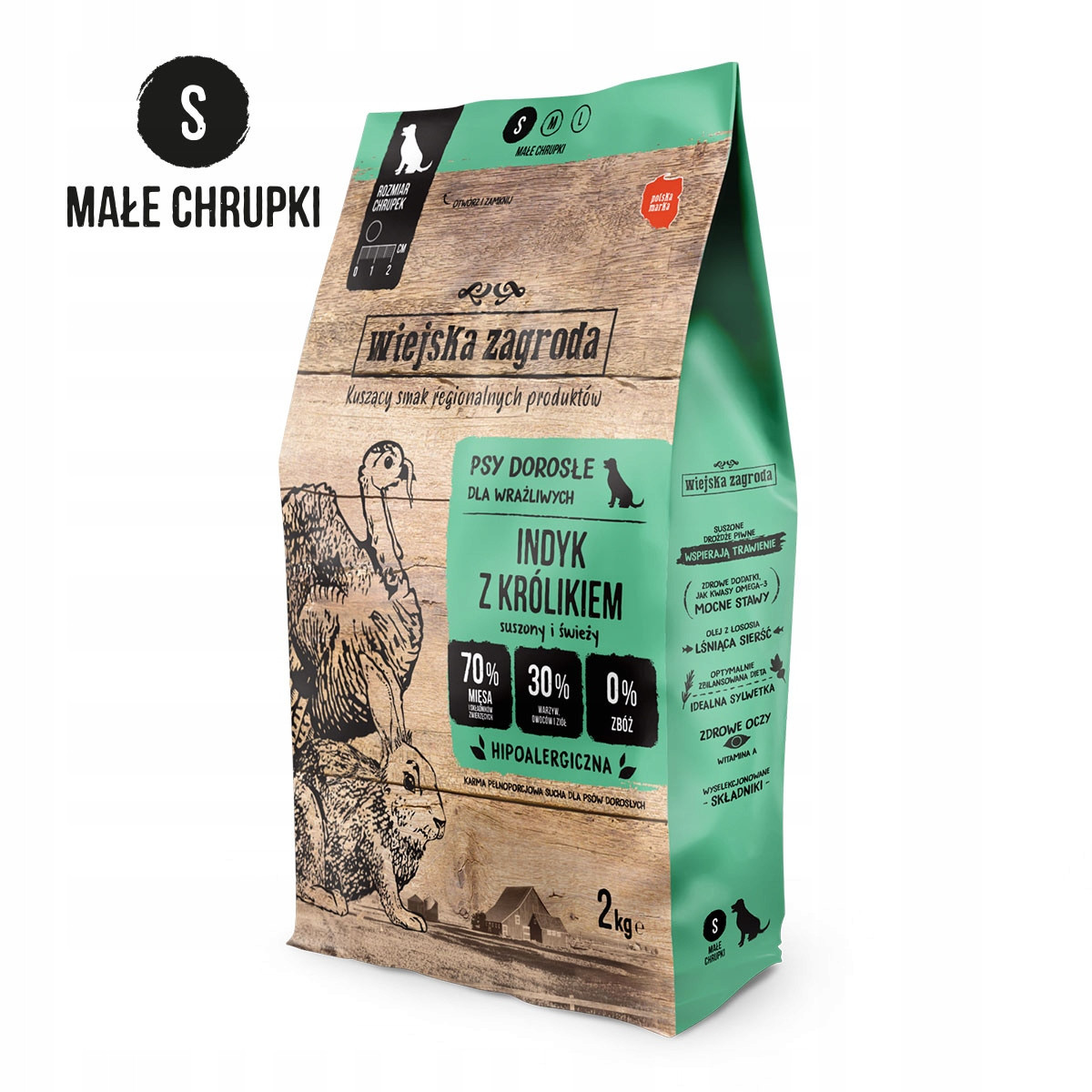 Wiejska Zagroda Krmivo suché pro psa Krůta s králíkem S 2 kg