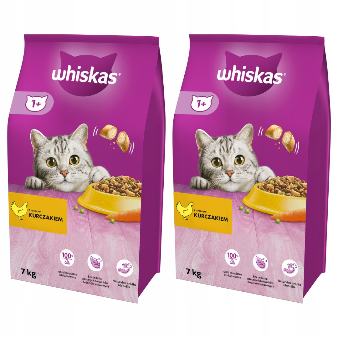 Whiskas Adult Suché Krmivo Pro Kočky s kuřecím masem a zeleninou 2x7 kg