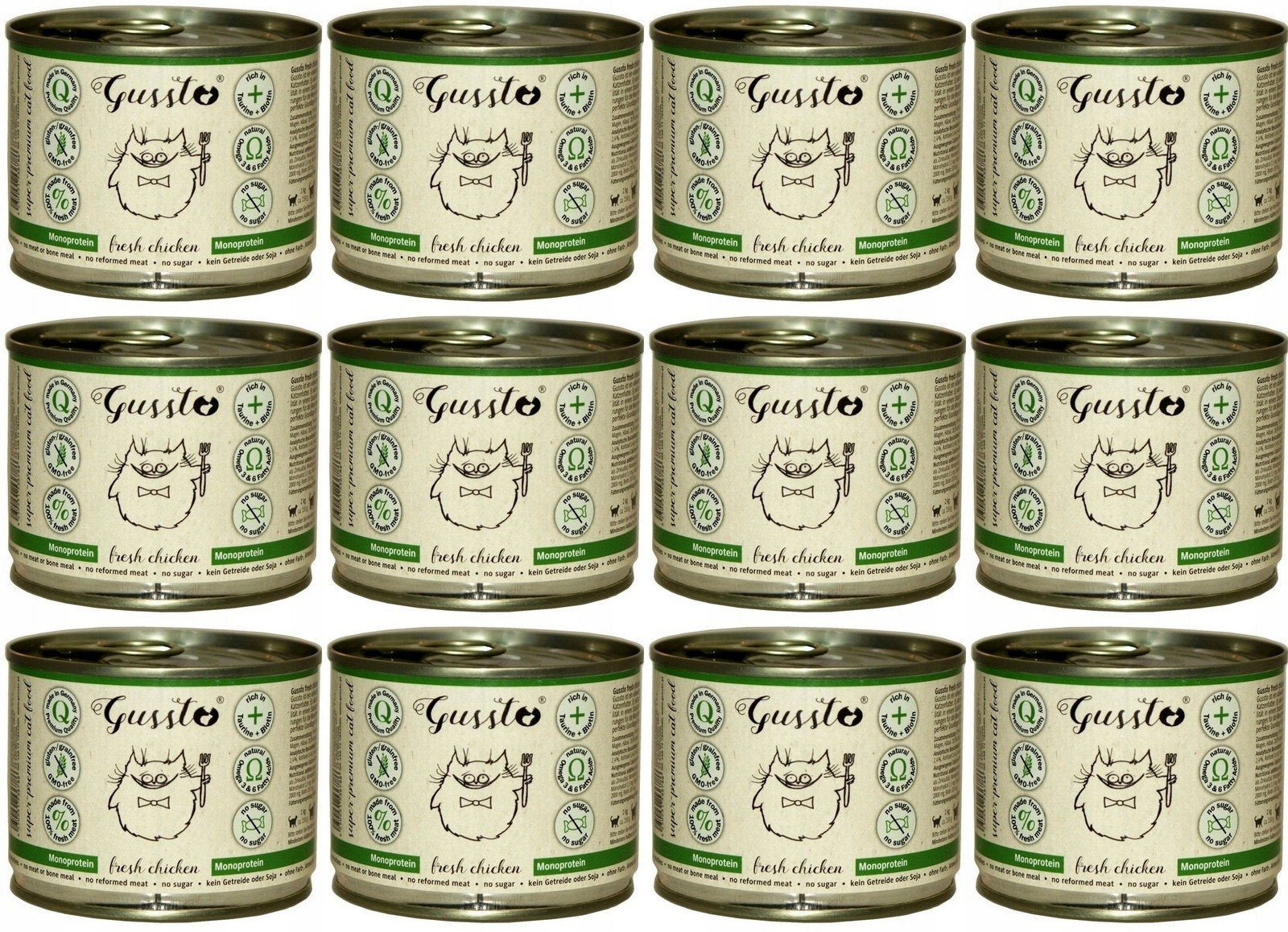 Gussto Cat čerstvé kuře 12 x 200 g