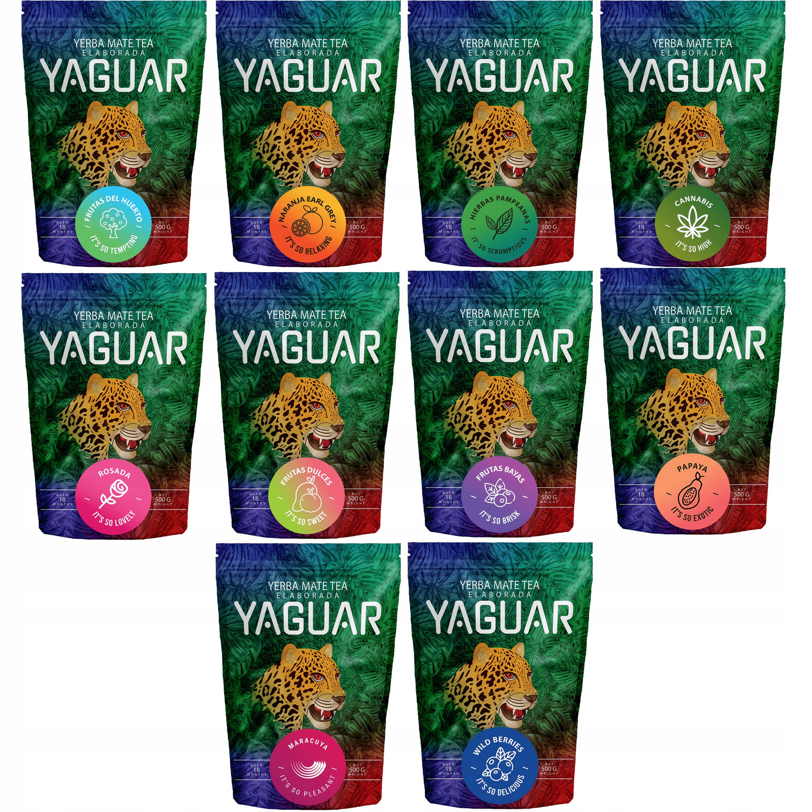 sada Yerba Mate Yaguar Ovocná 10x 0,5kg