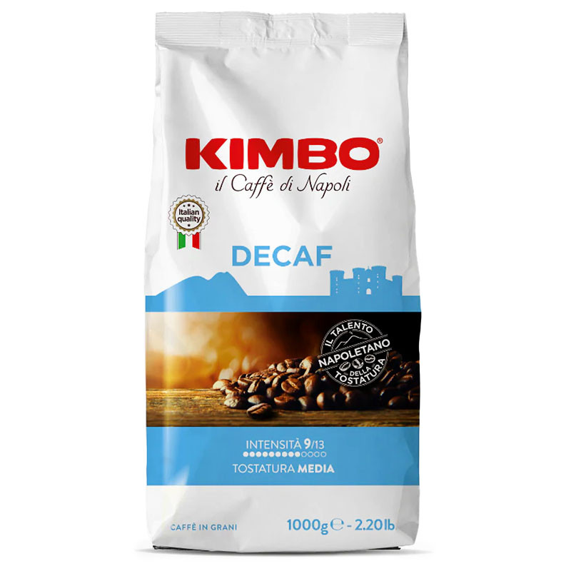 Káva zrnková 1kg Kimbo Decaf 1000 g Bez Kofeinu