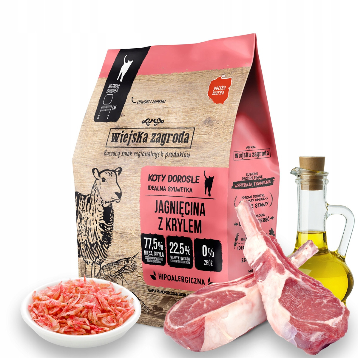 Wiejska Zagroda Jehněčí s Krylem 1,6kg krmivo Sterilovaných koček