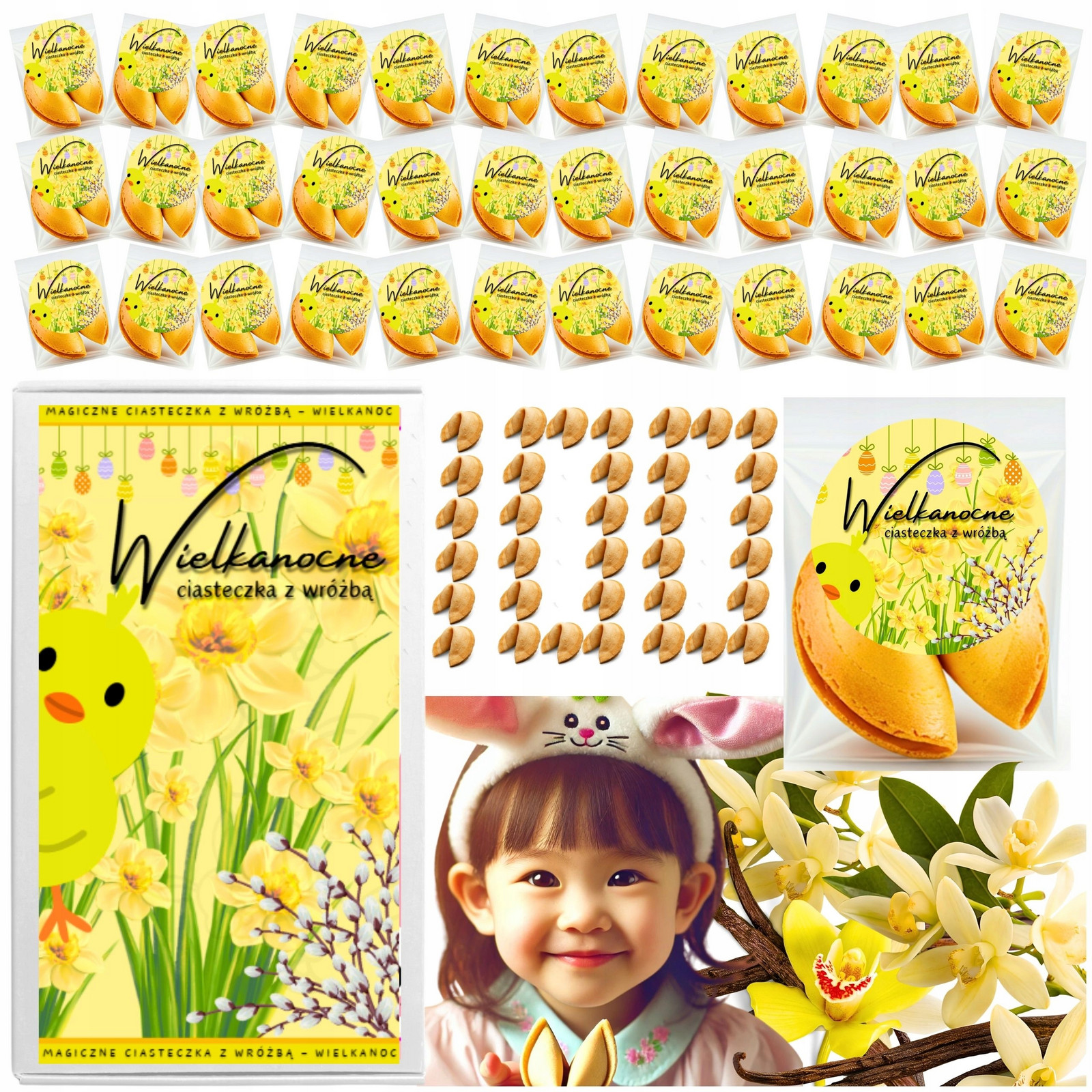 Sušenky s věštbou Velikonoční Dárek pro děti hostů 50 ks samolepky
