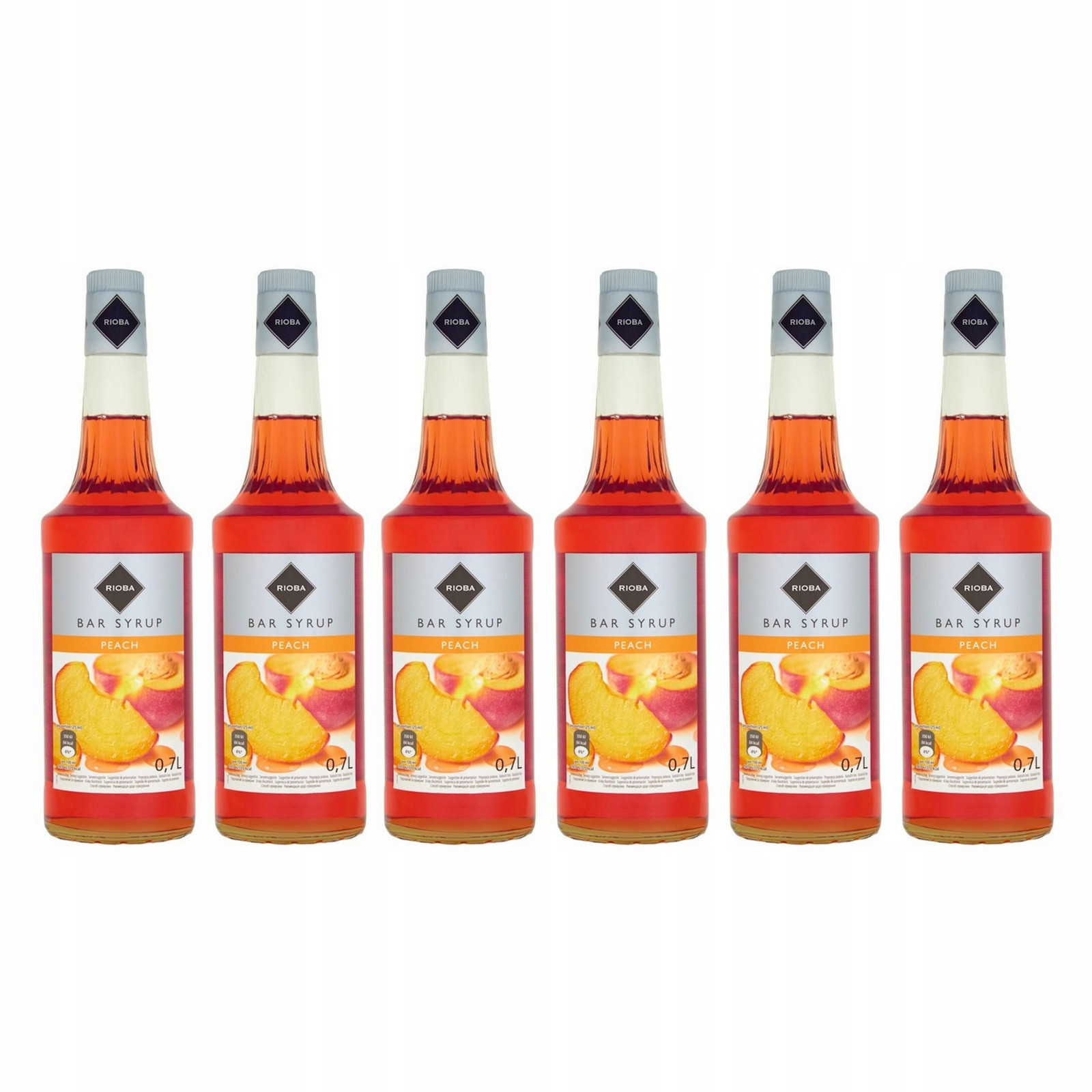 6x barmanský sirup Rioba drinků Broskev 0,7 l