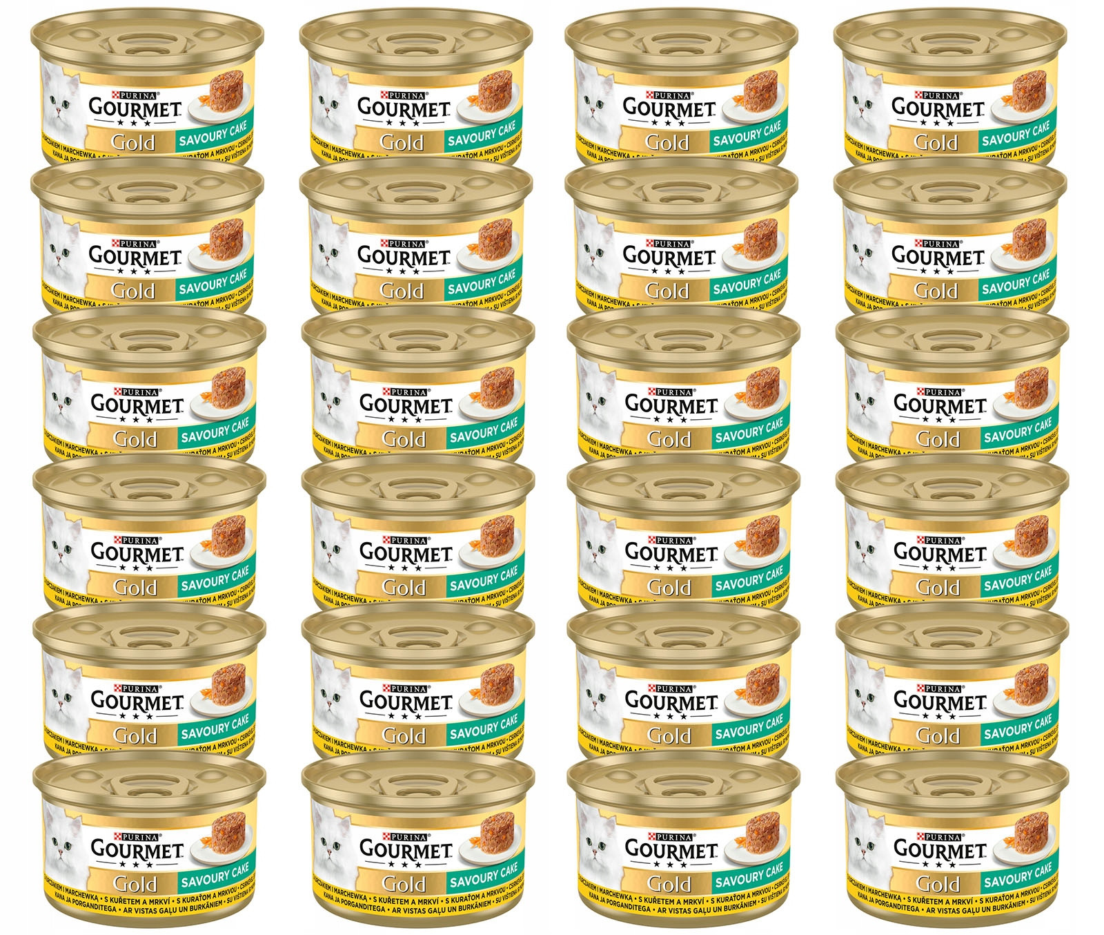 Vlhké krmivo pro kočky s kuřecím masem a mrkví Gourmet Gold SavouryCake 24 x 85 g