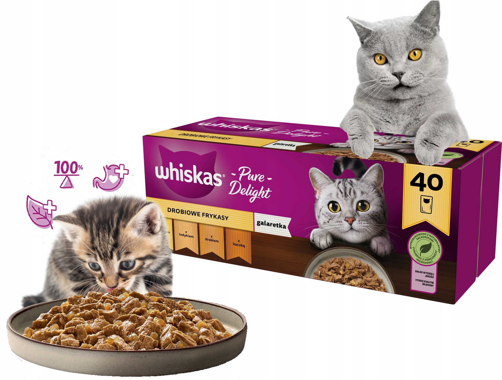 Whiskas Pure Delight Drůbeží Hody krmivo v želé 40x85g