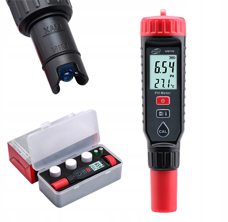 Měřič pH a Teploty 0-14 pH +/- 0,1% Tester Digitální Kyselinoměr Benetech