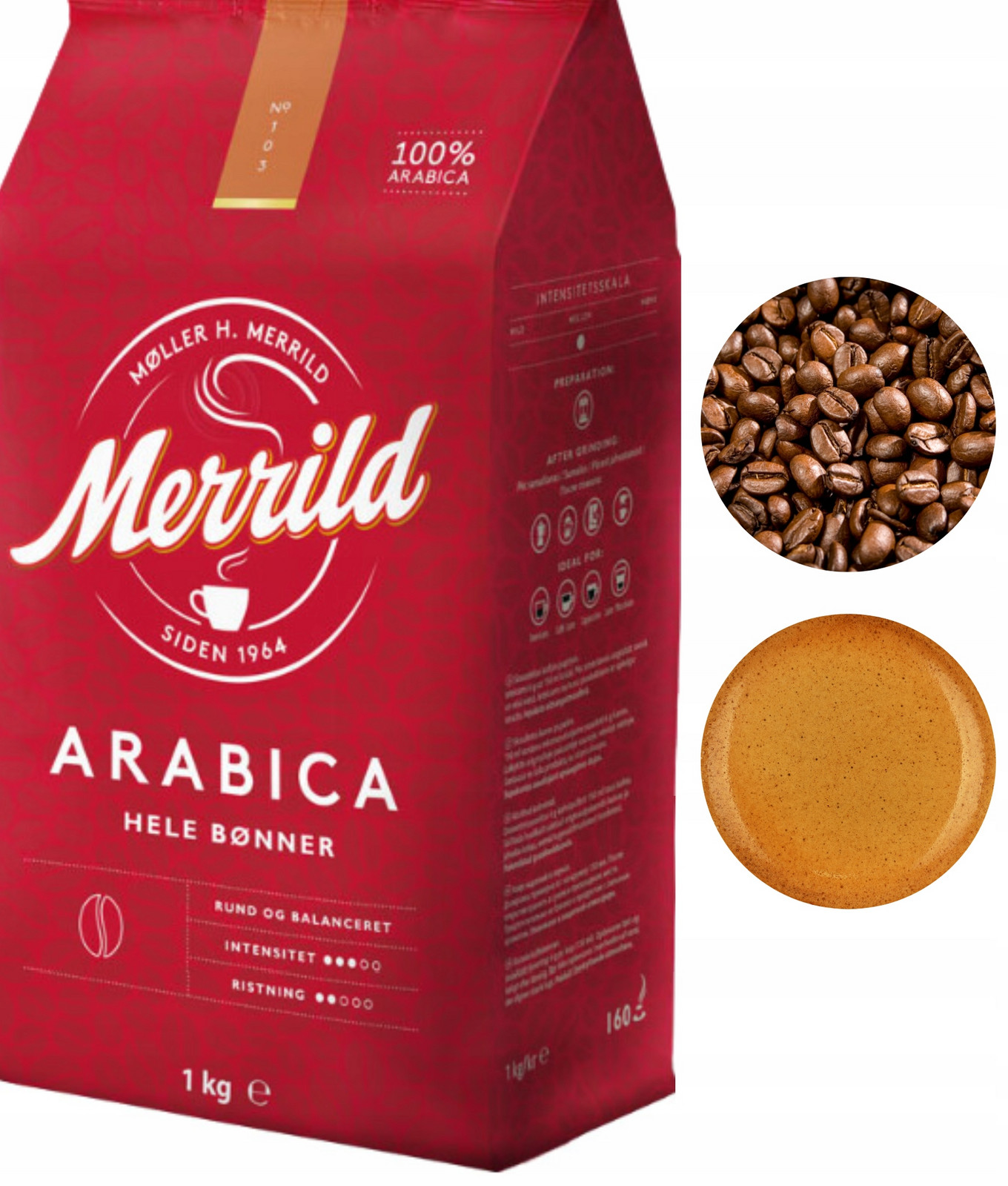 Lavazza Merrild Arabica káva zrnková středně pražená 1kg