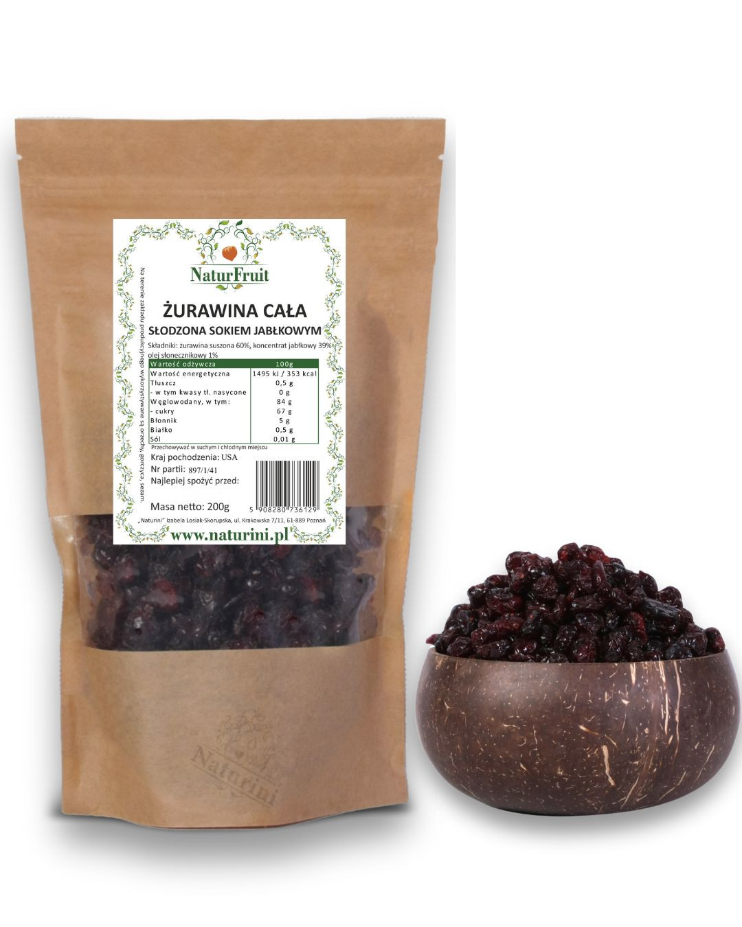 Brusinky Celé Slazené Jablečnou Šťávou 1KG