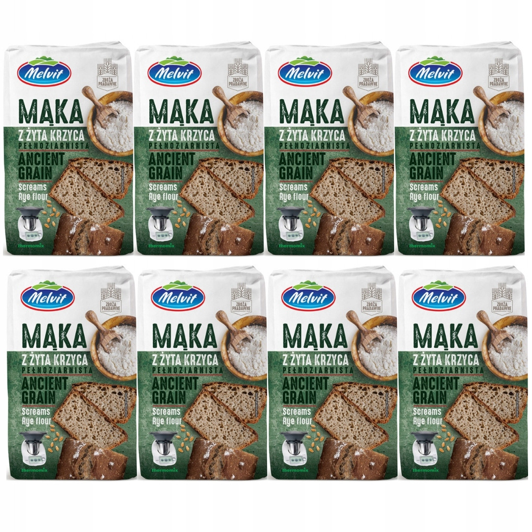 Žitná mouka z žita křičí Melvit 8x 1 kg celozrnná mouka