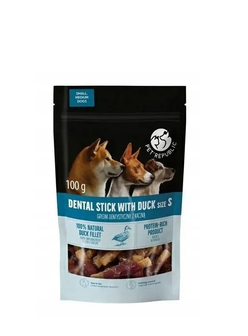 Pet Republic zubní kousátko pro psa se 100% kachnou, size S, 12x100g