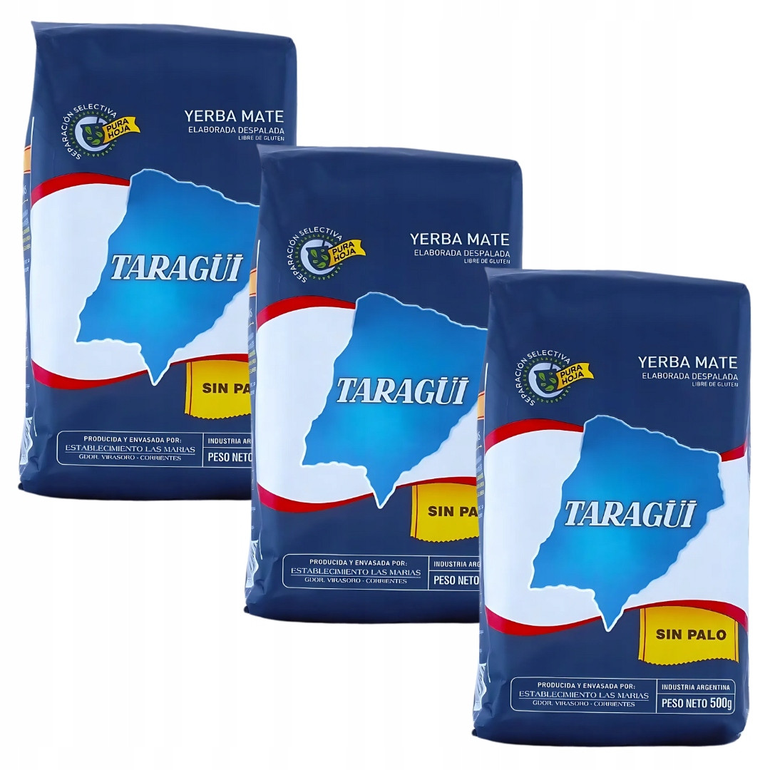 Yerba Mate Taragui Sin Palo Despalada 3x500g 1,5kg Silná