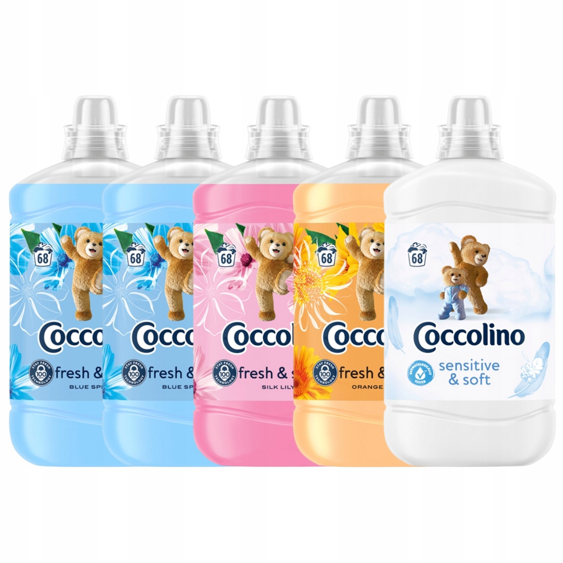 Coccolino Fresh&Soft Tekutá aviváž Sada MIX 5x1,7L (340 praní)