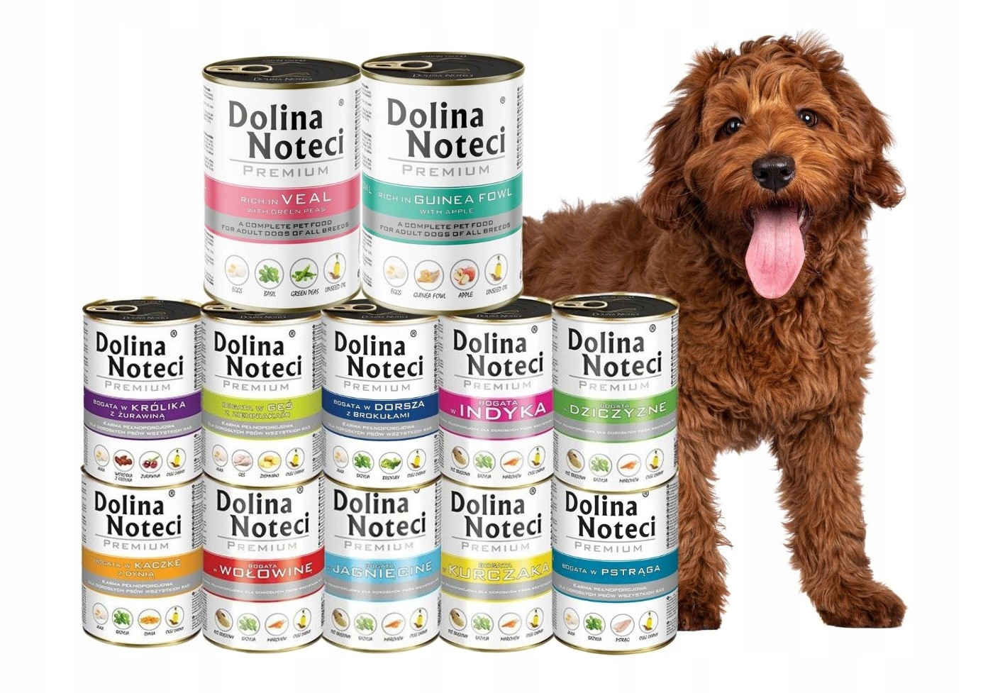 Vlhké krmivo pro psy Dolina Noteci Premium mix chutí 12x400g Nové Příchutě