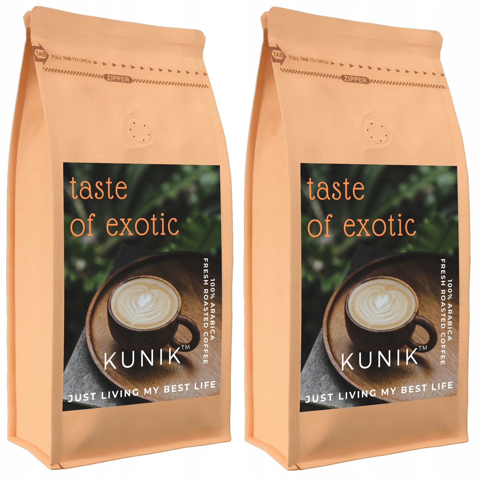 Káva zrnková 2kg Čerstvě Pražená 100% Arabica Kunik Taste of Exotic (2x1kg)