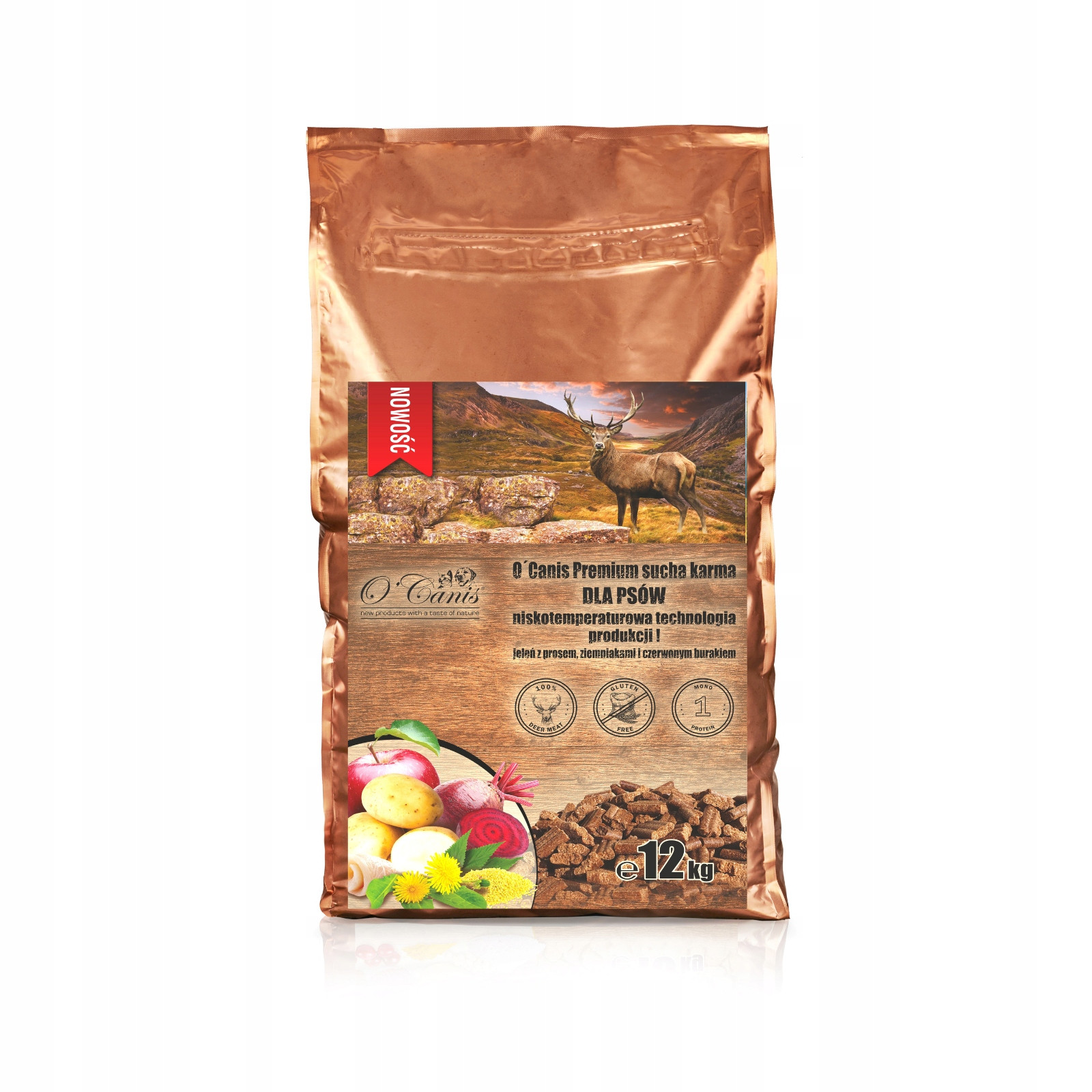 Suché krmivo pro psa O'Canis Premium jelen, brambory, červená řepa pro psa 12 kg