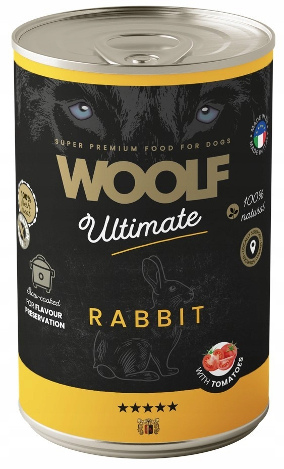 Woolf Ultimate Dog Can Rabbit and Tomato králík s rajčetem 400gx6