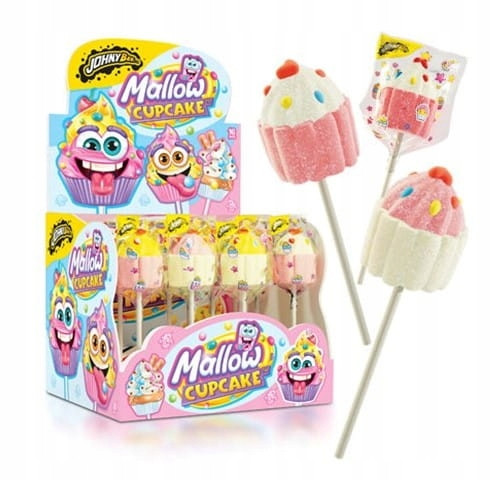 Lízátko Pěnový Dortík Johny Bee Ovocný Mallow Cupcake 16 ks
