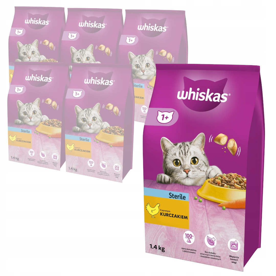 Whiskas Sterile 1+ krmivo pro kočky Kuře 6x1,4kg
