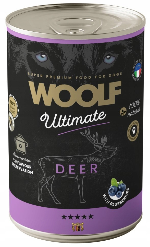 Woolf Ultimate Dog Deer s borůvkami 400gx6