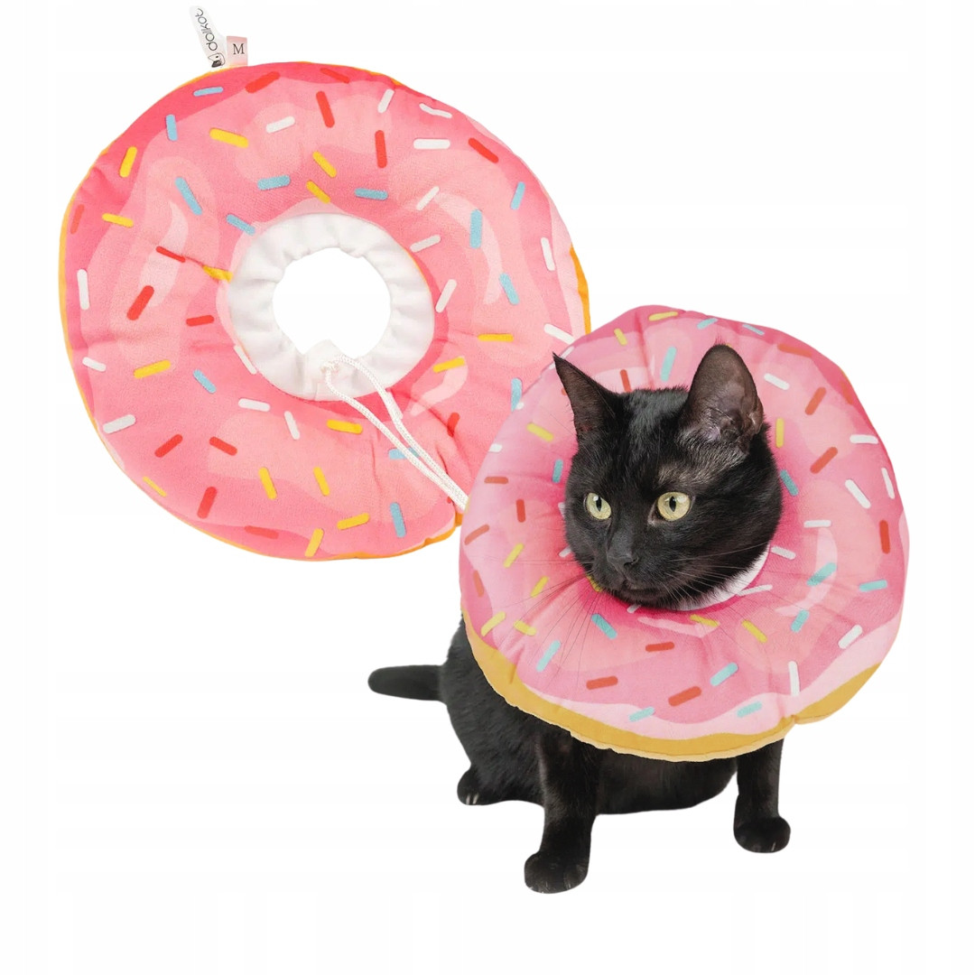 Měkký plyšový pooperační límec po ošetření pro kočky Bun Růžový L