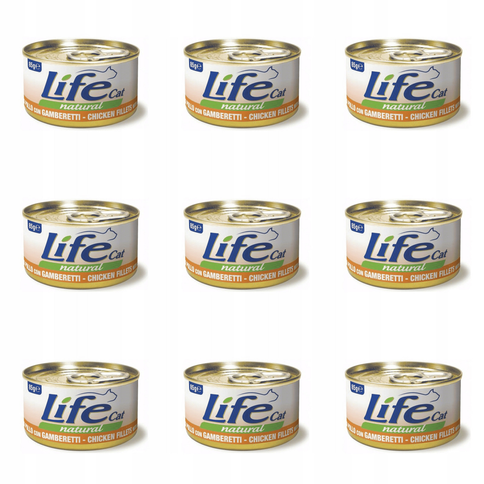 Life Cat Plechovka 85g Kuřecí krevety Filé 9ks