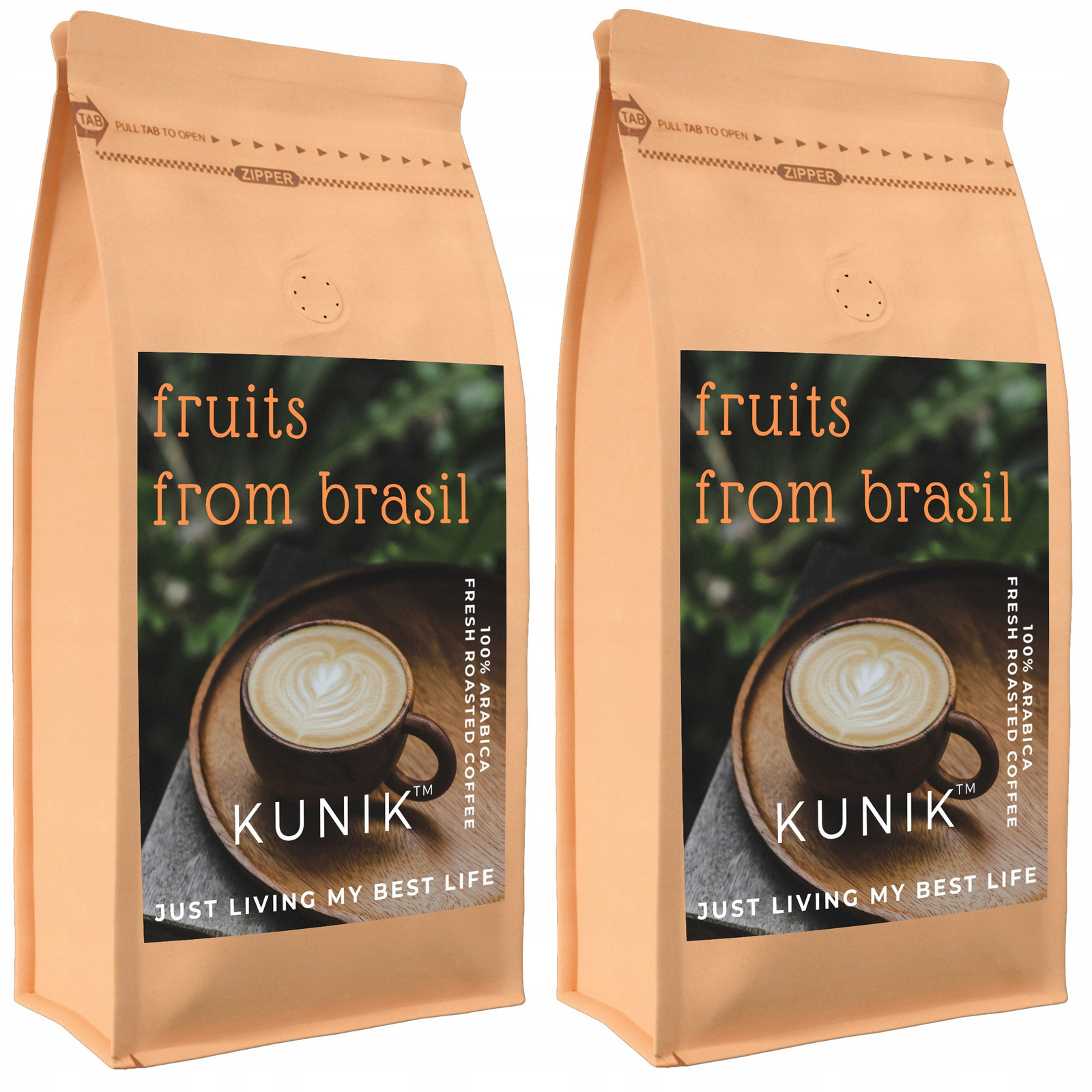 Káva zrnková 2kg Čerstvě Pražená Arabica Kunik Fruits from Brasil (2x1kg)