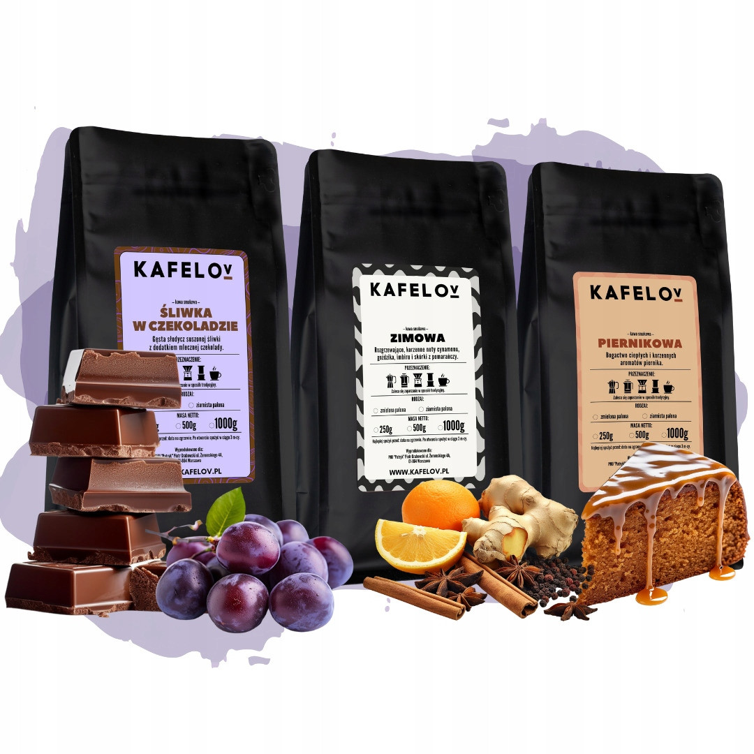 Vánoční sada Zrnková káva ochucená 3 x 250 g Zimní sada Arabiky