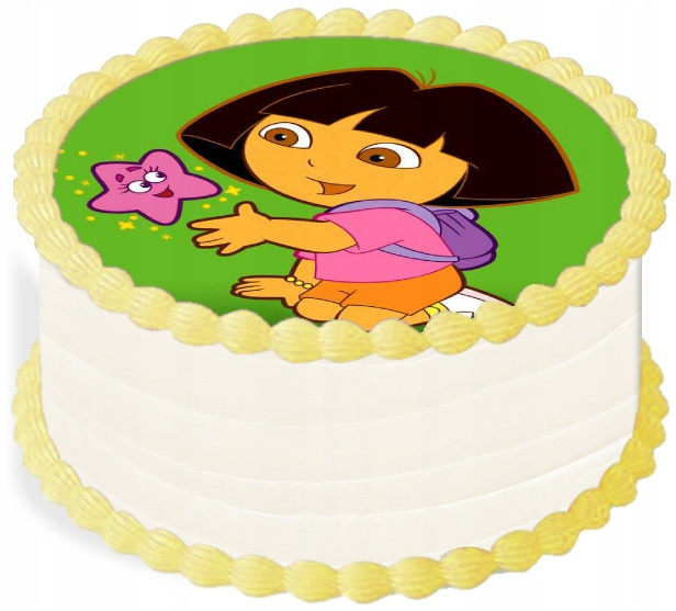 oplatek na dort 14 cm Dora a Přátele Narozeniny