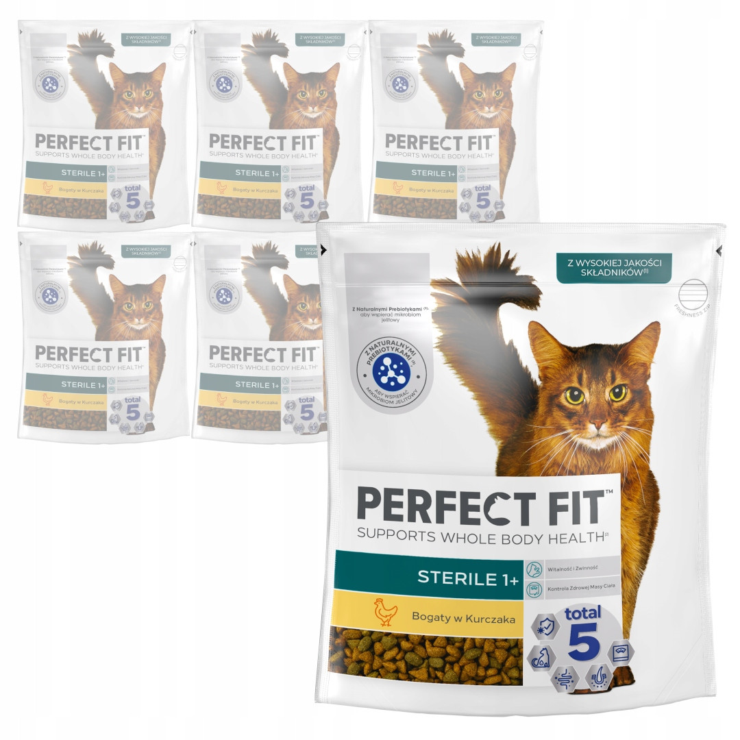 Perfect Fit Sterile 1+ Kurčka krmivo pro kočky Po Sterilizaci 5x750g