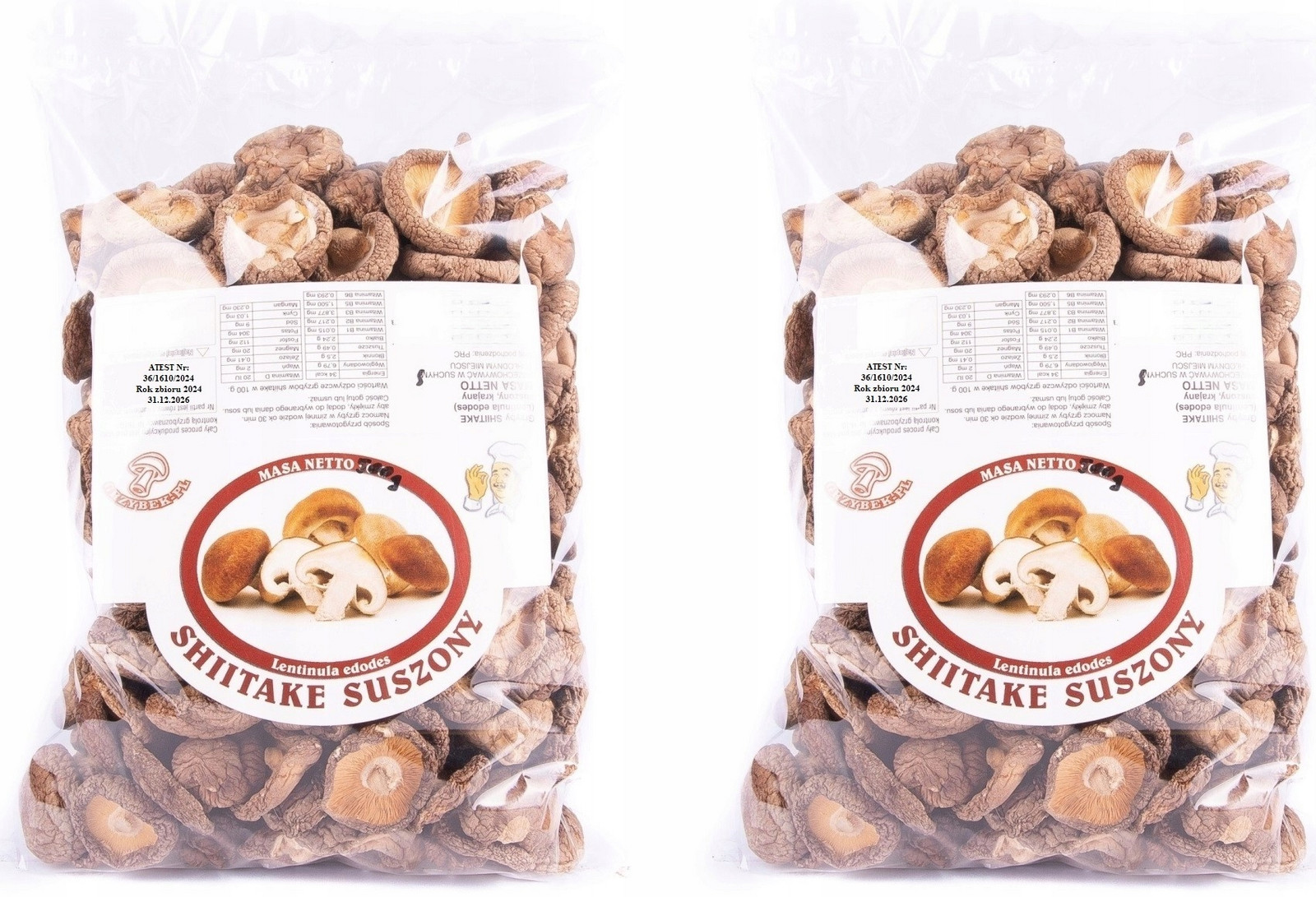 Shitake (Poku) Lux Klobouky 10kg Atest 2024 Nová Sklizeň sušené houby