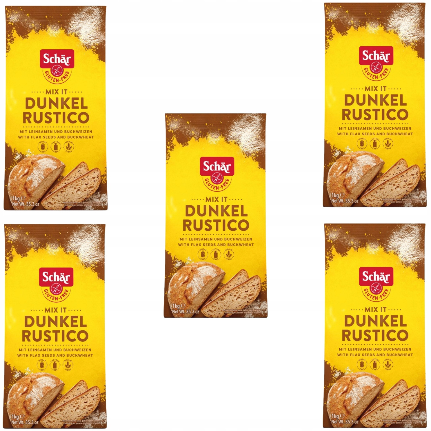 5x Schar bezlepková chlebová mouka Dunkel Rustico