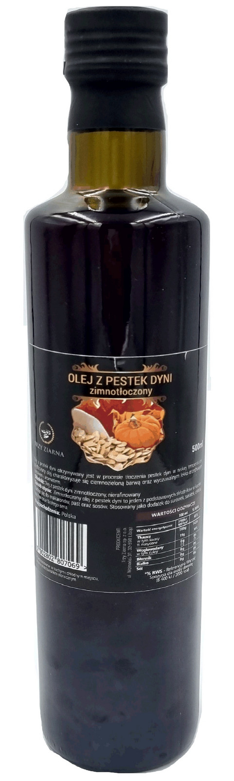 Dýňový Olej 500ml Lisovaný za studena z Polské dýňová semínka