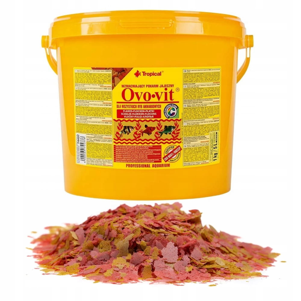 Tropical Ovo-Vit Krmivo Krmná Směs pro ryby Kbelík 5L/1kg Akvarijní vločky