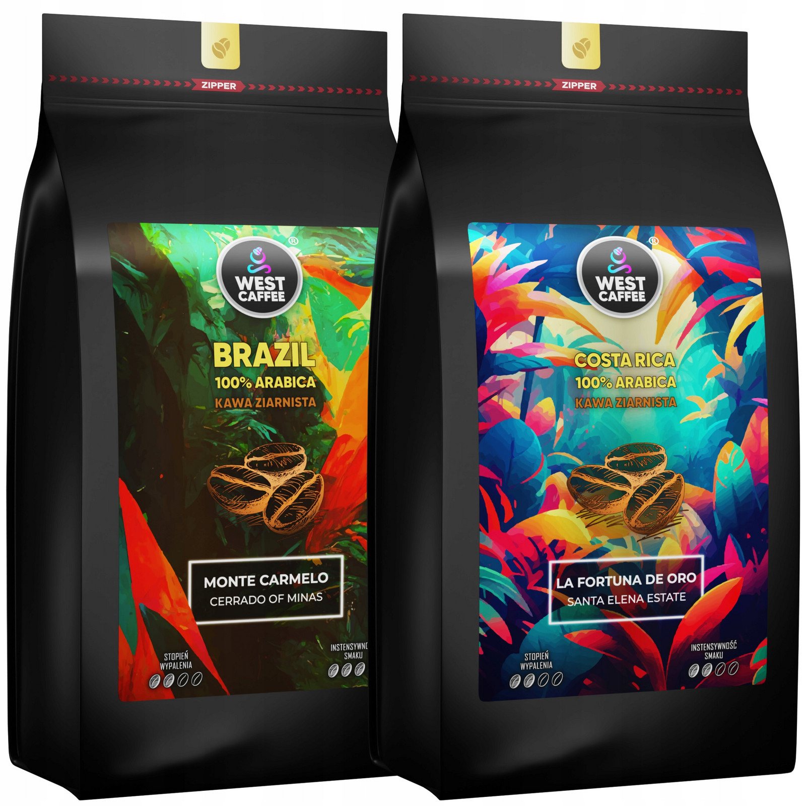 Káva Zrnková 2KG Set Brazílie Kostarika 100% Arabica Čerstvě Vypálená