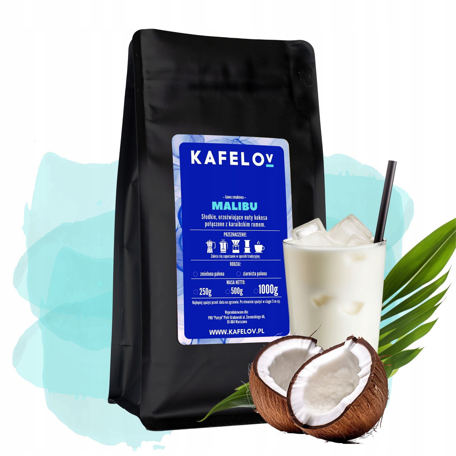 Chuťová káva mletá Malibu arabika čerstvě pražená 1kg