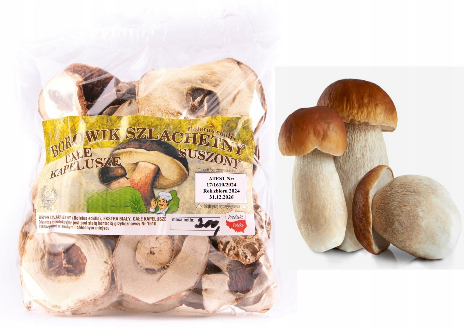 Hříbek Extra Bílé Klobouky 200g Pl Atest 2024 Nová Sklizeň sušené houby