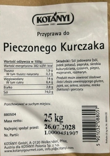 Kotanyi Koření na pečené kuře 5 kg Catering