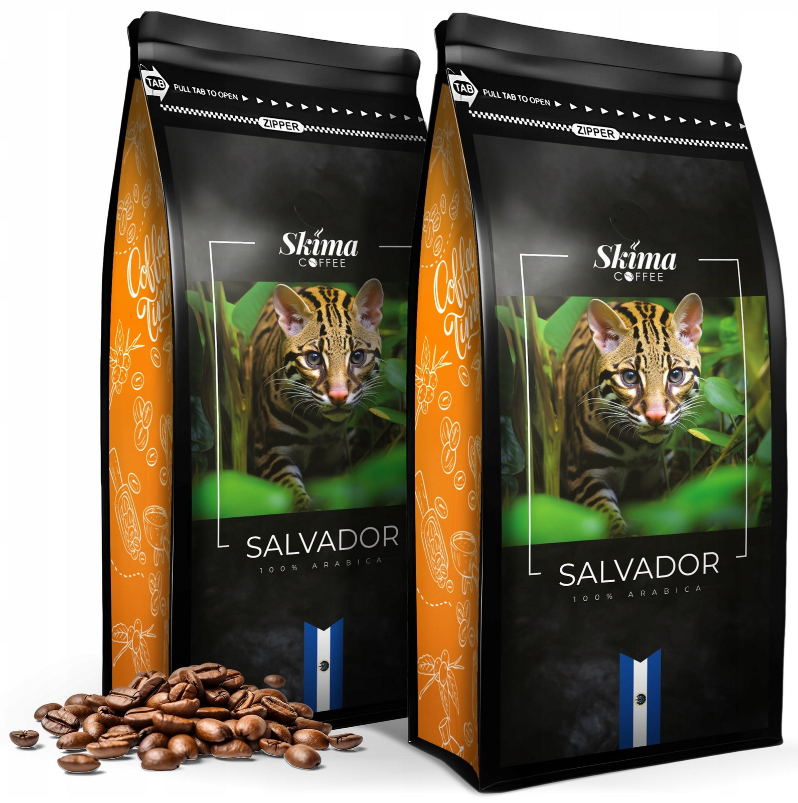 Káva zrnková 2x1kg Salvador 100% Arabica Čerstvě pražená do kávovaru+BONUS