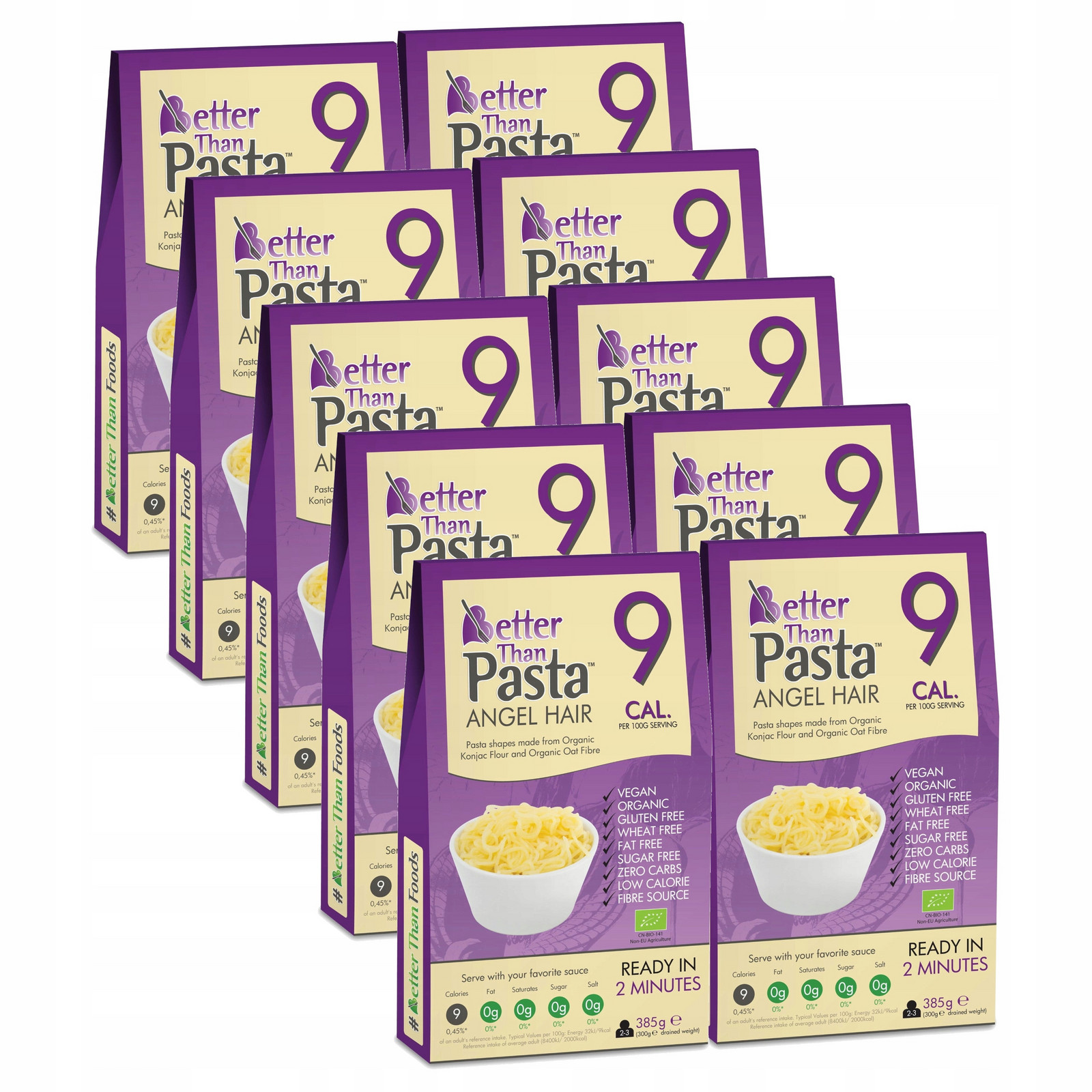 10x Těstoviny Konjac Typu Noodle Angel Hair Bezlepkové Bio 385 g (300 g)