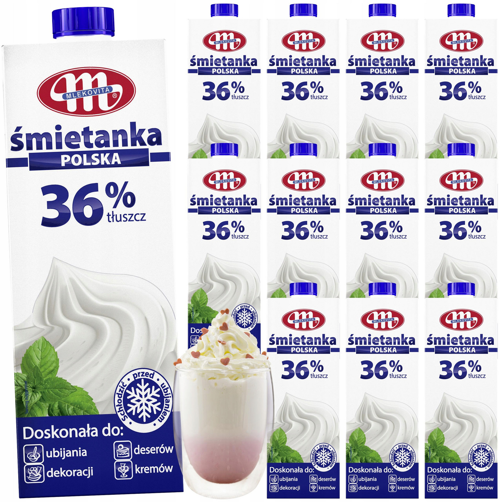 Smetana 36% polsko 1l x 12 Uht Mlekovita 12l