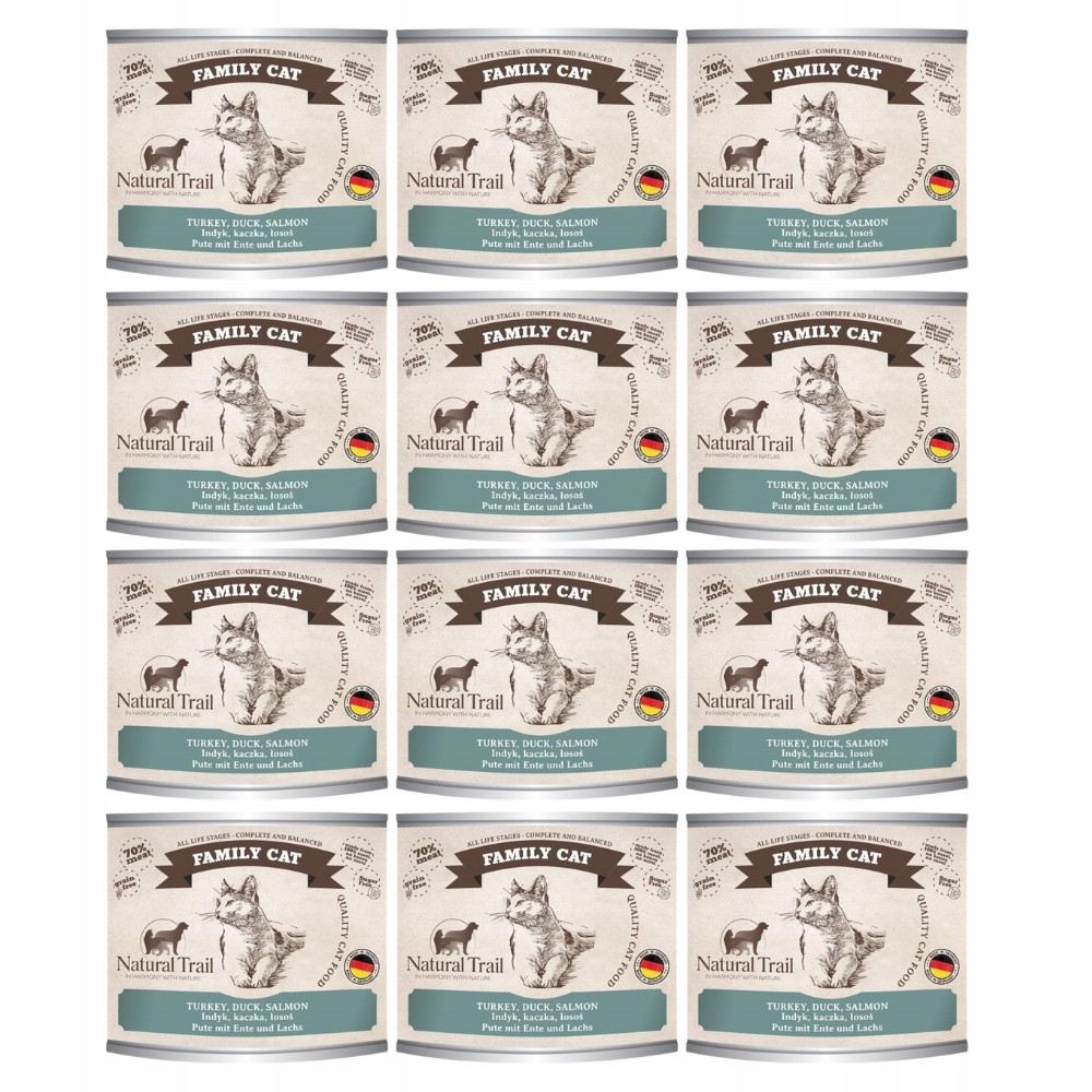 Natural Trail Cat Family Turecko, kachna, losos 12 x 200 g