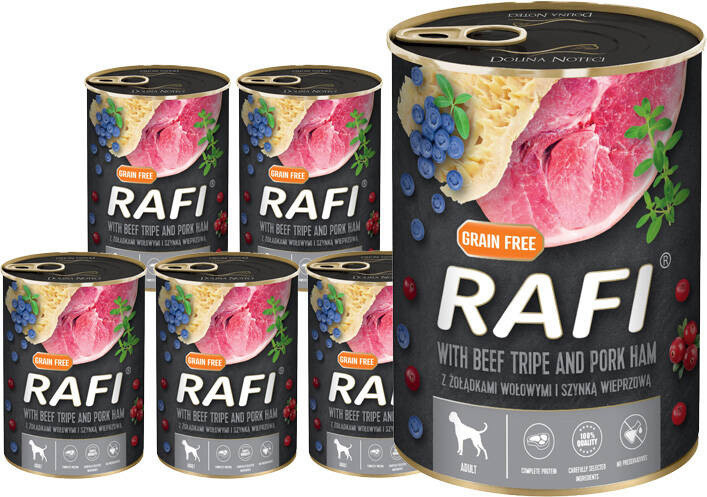 Krmivo mokré pro psy Rafi Dolina Noteci hovězí žaludky 12x400g