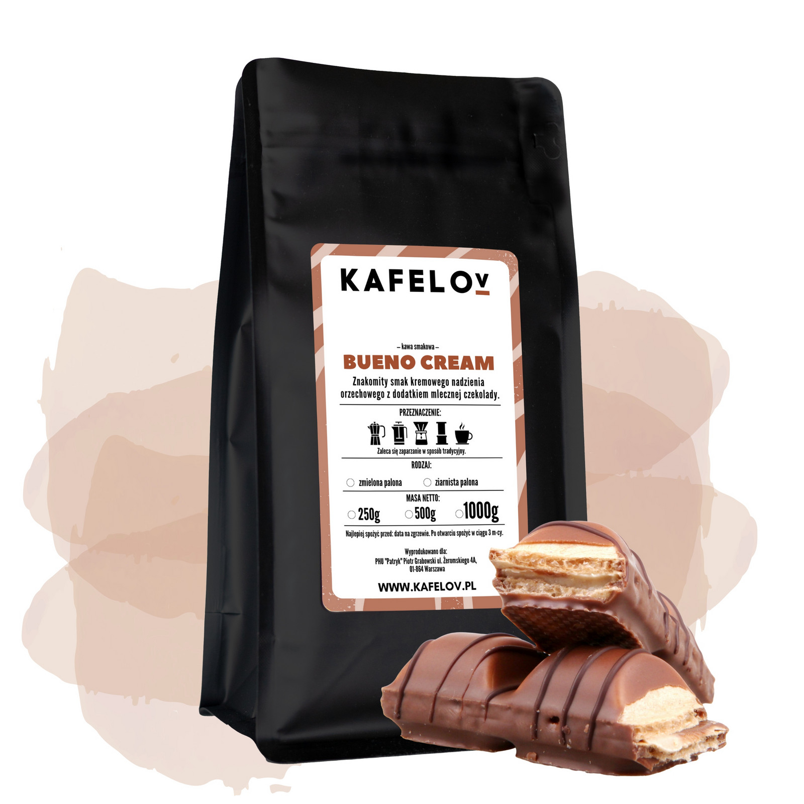 Mletá káva ochucená 1 kg Bueno Cream čerstvě pražená