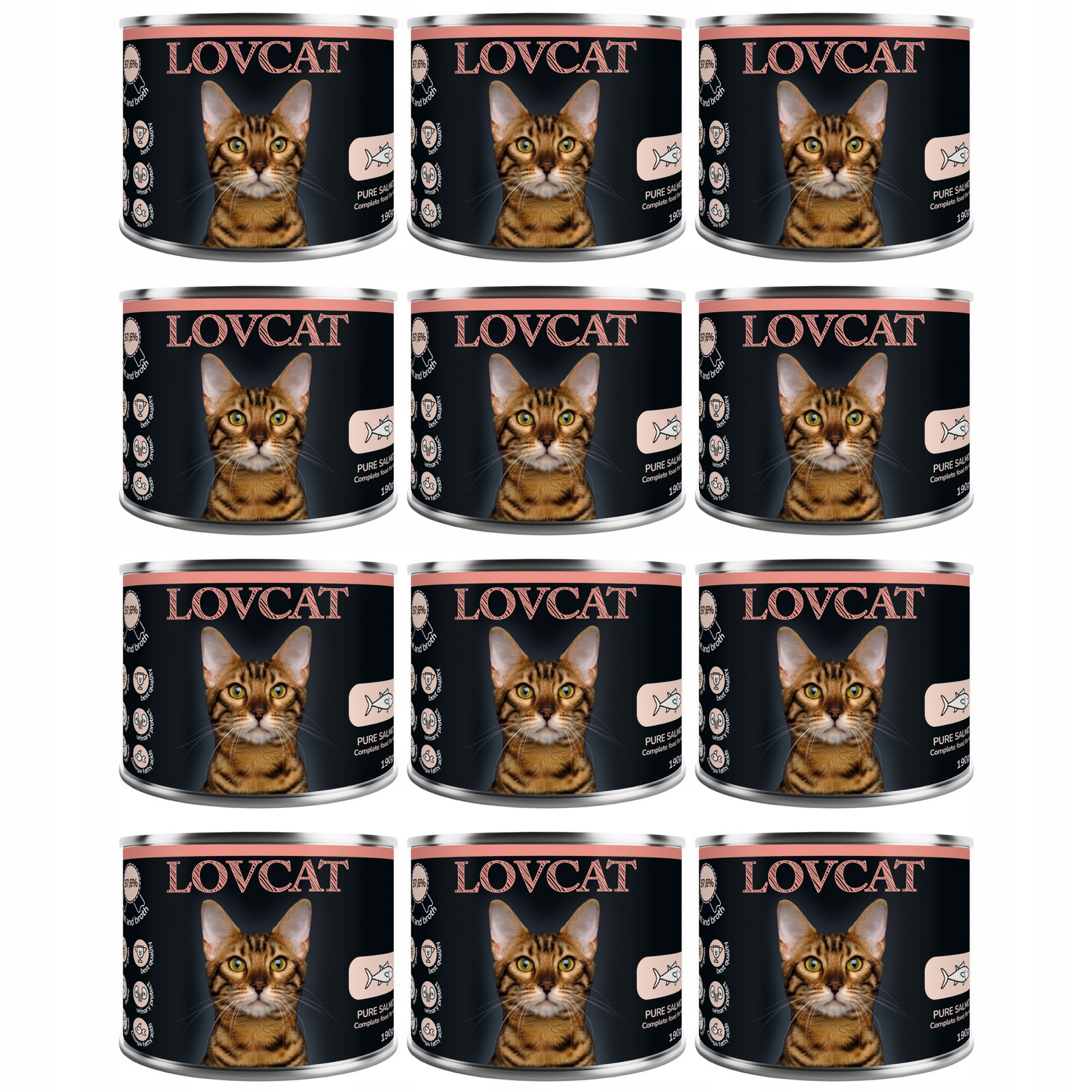 Lovcat Salmon Krmivo pro kočky 100% Losos 12x190g