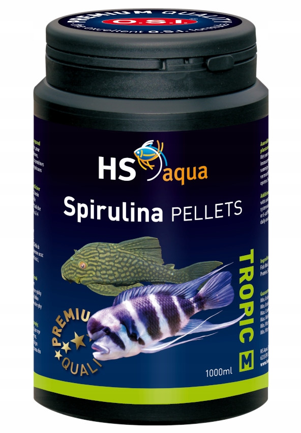 Hs Osi Spirulina Pellets M 1000ml/525g Granule Krmivo pro Ryby Akvárium