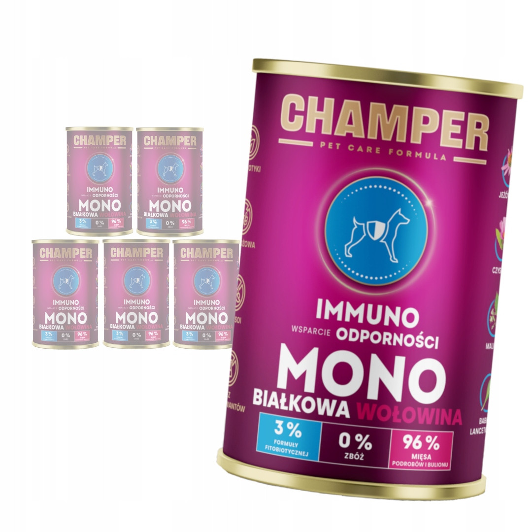 Champer Immuno Monoproteinové 6x400g Vlhké Krmivo pro psy s hovězím masem