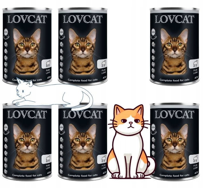 Lovcat Pure Lamb Krmivo mokré pro kočky Bohaté na jehněčí 6 x 400g Set